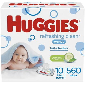 HUGGIES Refreshing Clean Baby Wipes 10x Flip-top Pks (560 Total