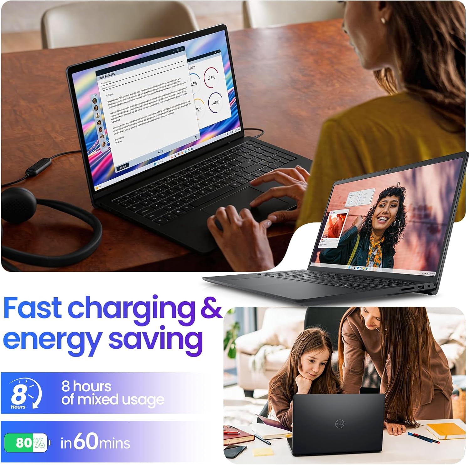 Dell Inspiron 15 3535 Touchscreen Laptop - 15.6" FHD WVA Display, 8-Core AMD Ryzen 7 7730U, AMD Radeon Graphics,Windows 11 Pro, Copilot, Wi-Fi, 16GB RAM, 512GB SSD, w/Accessories