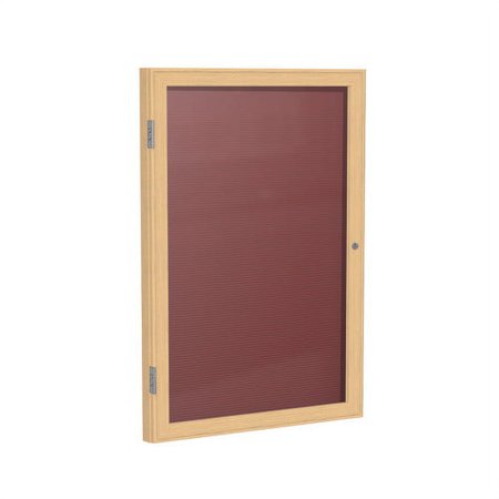 Ghent PWC12418B-BG 24 in. x 18 in. 1-Door Wood Frame Cherry Finish Enclosed Flannel Letterboard - Burgundy