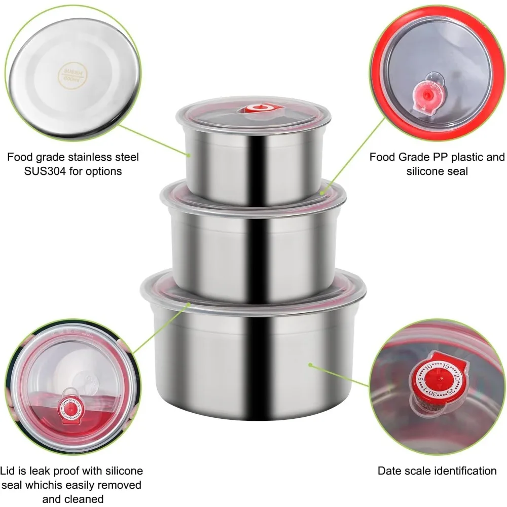 304 Stainless Steel Food Storage Container with Lid – Airtight Meal Prep Bento Box for Kitchen, Freezer and Oven Use