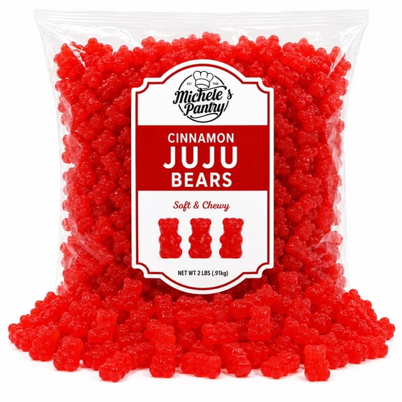 Michele’s Pantry Cinnamon Bears Candy 2 lb Bulk Bag – Soft Chewy Juju Candy, Sweet & Spicy Cinnamon Flavor, Fresh, No Known Allergens