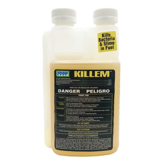 Biocida FPPF KILLEM, botella de 473 ml, para el tratamiento de 7281,23 litros de diésel