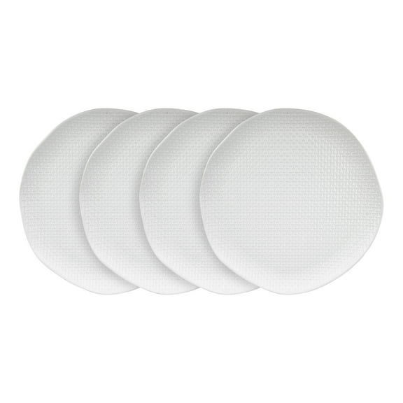 Stone Lain Abigail Stoneware Dinner Plate Replacements, 4 Count, White Basket Weave