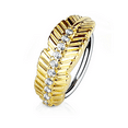 thumbnail image 2 of Nose and Cartilage Bendable Hoop Ring with Leaf Design and Paved Cubic Zirconias, 2 of 5
