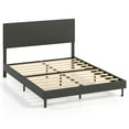 thumbnail image 1 of Costway Queen Size Bed Frame with Height Adjustable Chevron Headboard, No Box Spring Needed Gray, 1 of 10