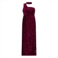 thumbnail image 5 of TAGOLD Womens Evening Dress,Summer Dress for Womens,Women Fashion Versatile Hanging Neck Single Shoulder Sleeveless High Slit Sequin Gold Velvet Formal Dress, 5 of 5