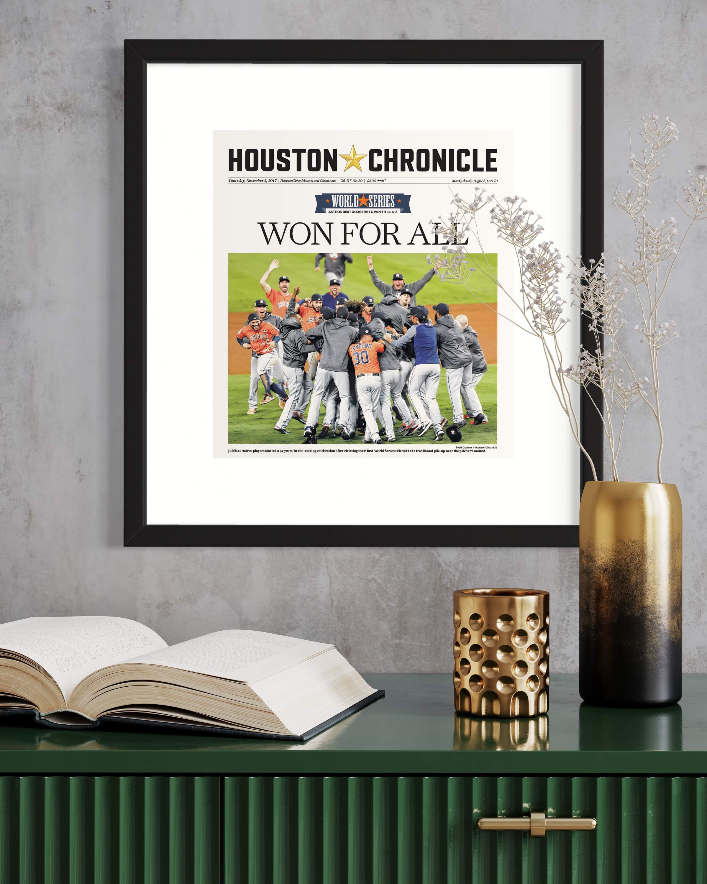 Black Newspaper Frame with Mat - Made to Display Media Measuring 11x12 inches