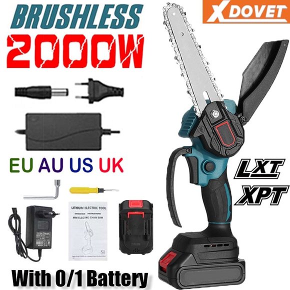 XDOVET Mini Chainsaw 6-Inch Cordless Electric Portable Chainsaw One-Hand Lightweight 24V Portable Handheld Electric Saw Garden Courtyard Trees and Urban Greening (2 Batteries+ 1 Chai