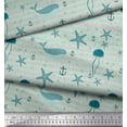 thumbnail image 2 of Soimoi Gray polyester Crepe Fabric Whale & Starfish Ocean Printed Craft Fabric by the Yard 52 Inch Wide, 2 of 3