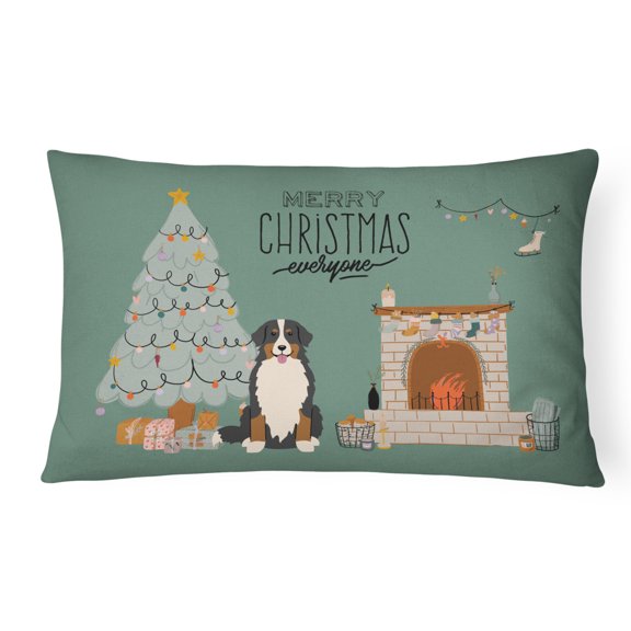 Carolines Treasures CK7599PW1216 Bernese Mountain Dog Christmas Everyone Canvas Fabric Decorative Pillow 12H x16W