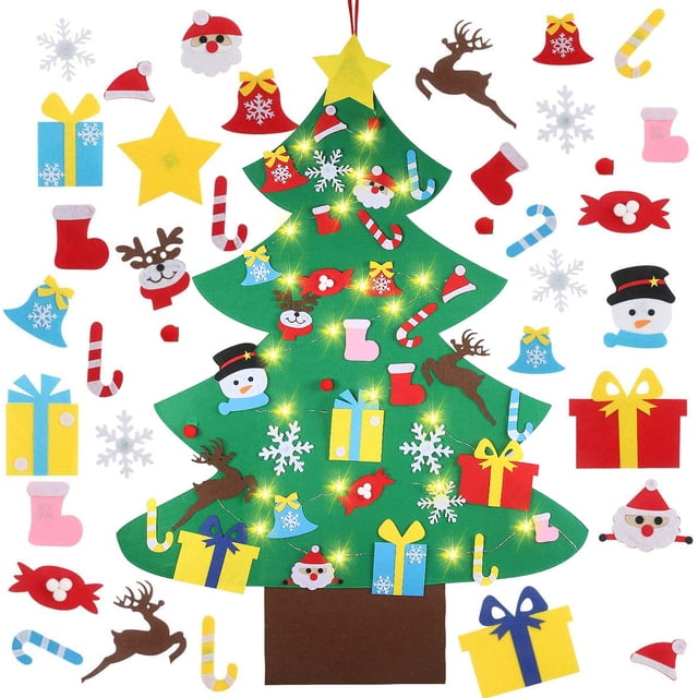 Árbol de Navidad de fieltro GamExcel de 4 pies con 36 adornos y luces