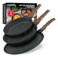 thumbnail image 1 of Set de 3 Piezas de Sartén Antiadherente de Mármol Cookify (Negro, 20 cm, 24 cm y Crepera 28 cm), 1 of 8