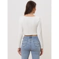 thumbnail image 4 of Camiseta Corta Casual para Mujer con Cuello en V y Mangas Largas con Cremallera blanco XS, 4 of 6