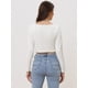thumbnail image 4 of Camiseta Corta Casual para Mujer con Cuello en V y Mangas Largas con Cremallera blanco XS, 4 of 6