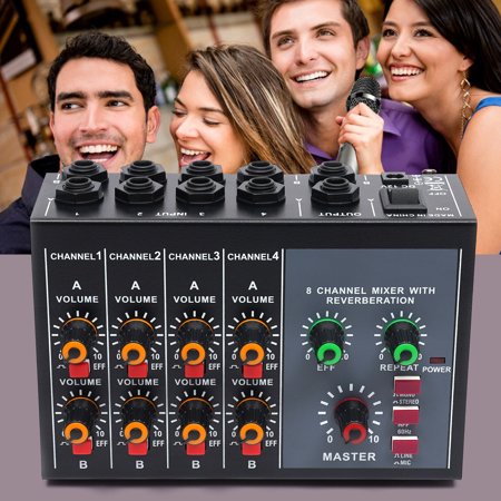 MONIPA 8-Channel Portable High Precision Mixer Console Switchable Stereo 12V US