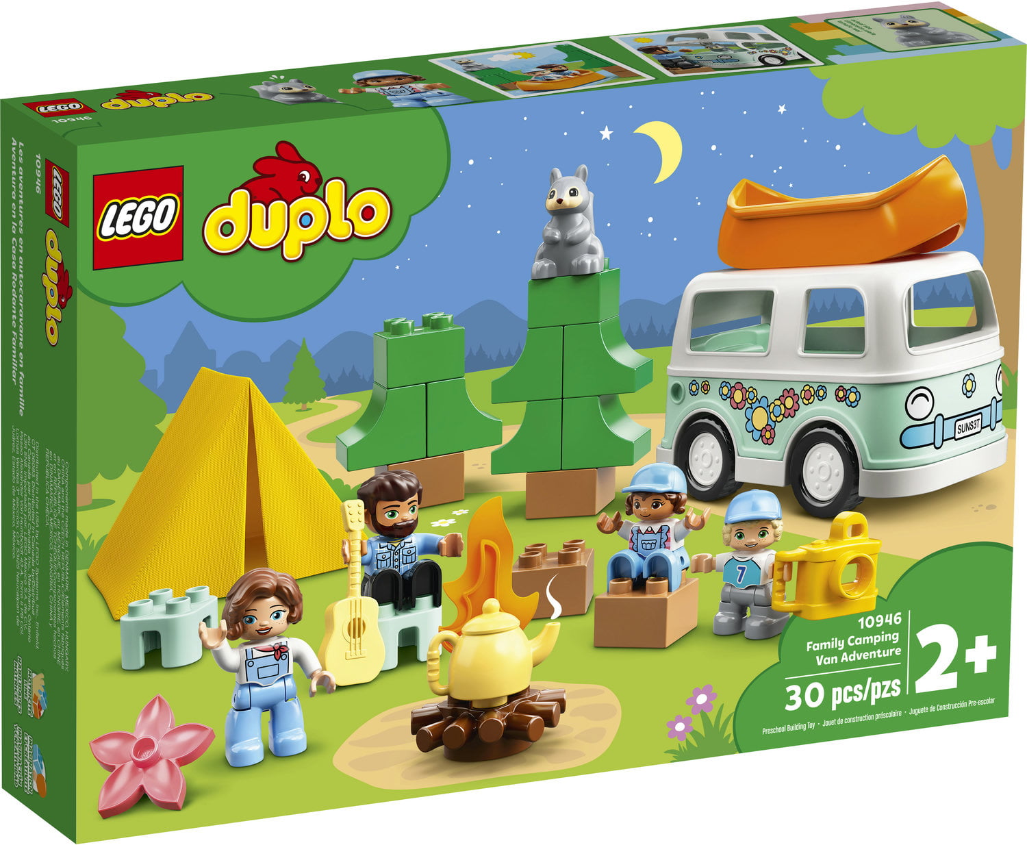 30 Pieces Playing and Learning Camping Toy for Toddlers and Kids; New 2021 LEGO DUPLO Town Family Camping Van Adventure 10946 Building 