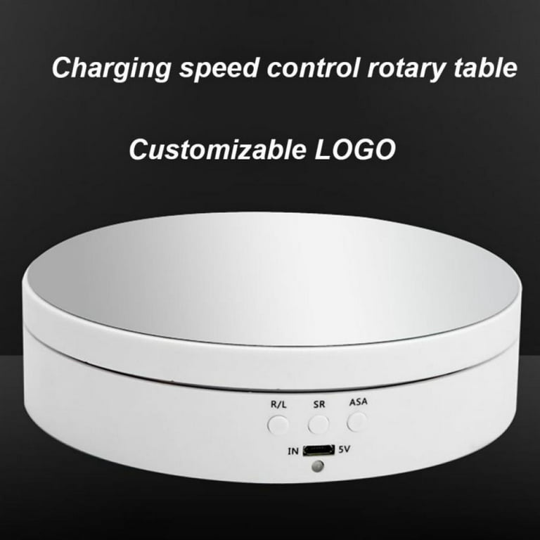 Motorized Rotating Display Stand, 360 Degree Electric Rotating Turntable  Bearing 6.6 KG for Photography Products Display，Live Video Show,Remote  Control Angle, Speed (White,Wired) 