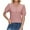 Hot Pink-07, variant on Womens Summer Tunic Top Cut Out Round Neck Button Down Henley Shirt Casual Puff Sleeve Solid Color Loose Fit Blouse