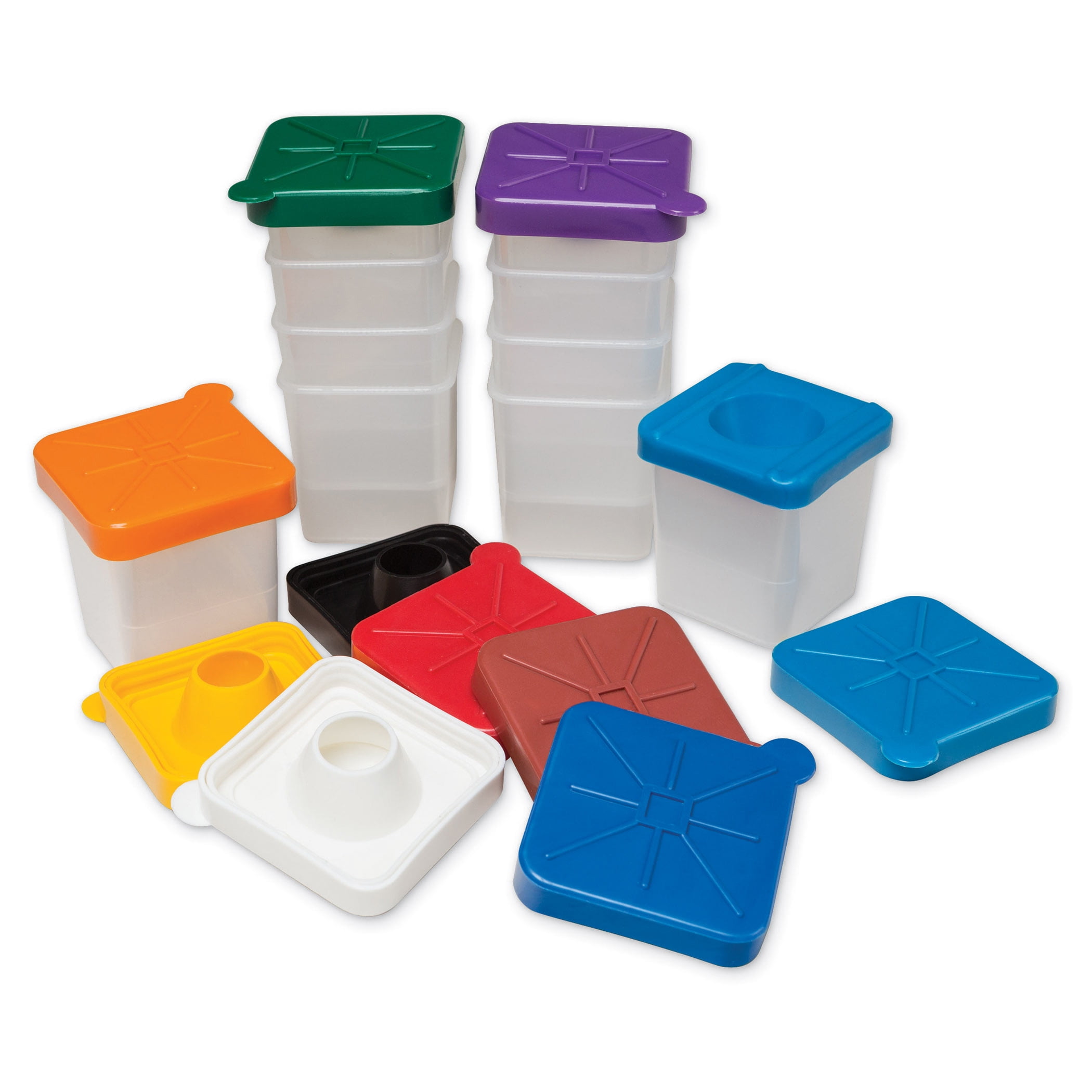 Pacon Creativity Street® NoSpill Paint Cups w/ Colored Lids, Square, 20/pkg