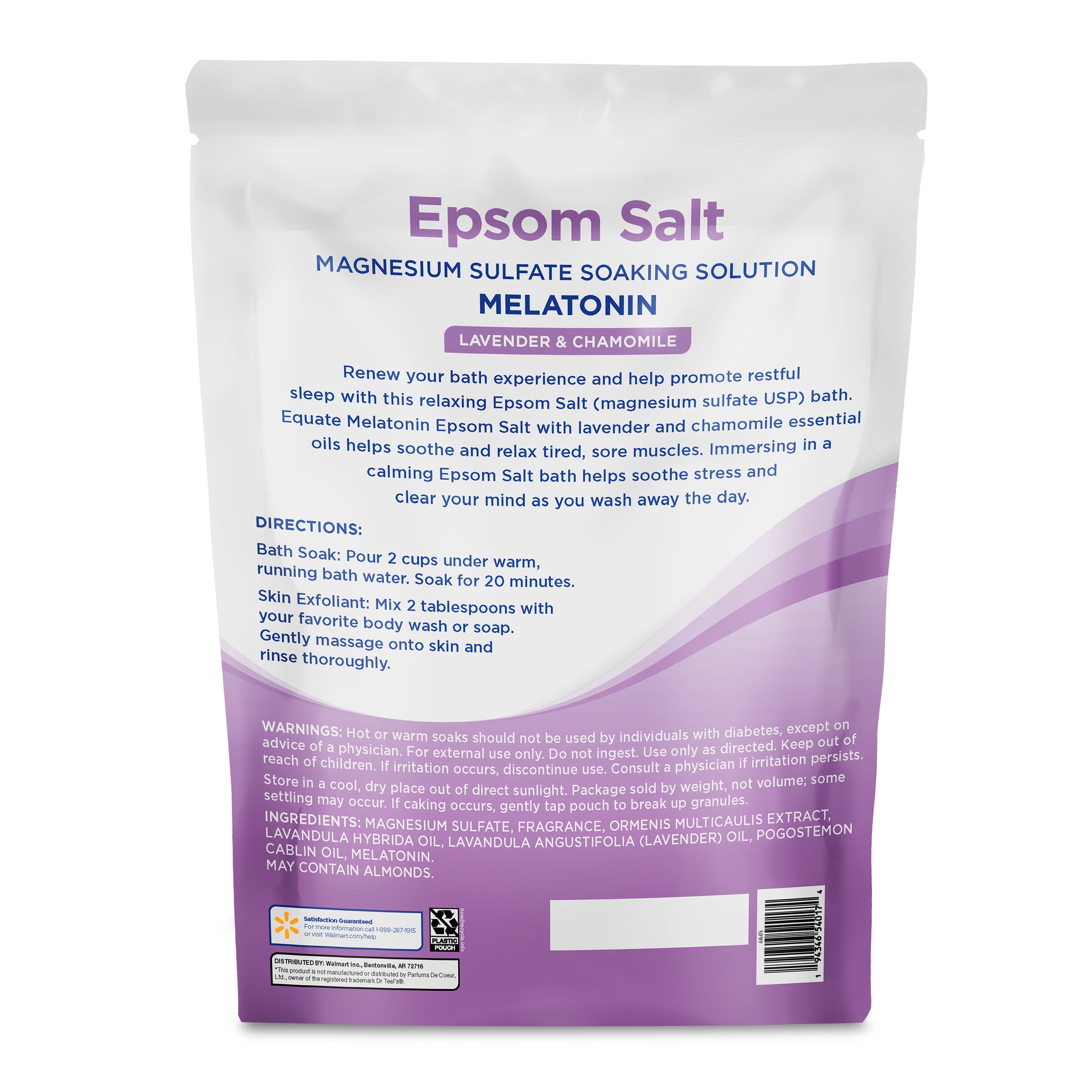 (2 pack) Equate Epsom Salt Bath Soak with Melatonin, Lavender & Chamomile, 7 lb Value Pack