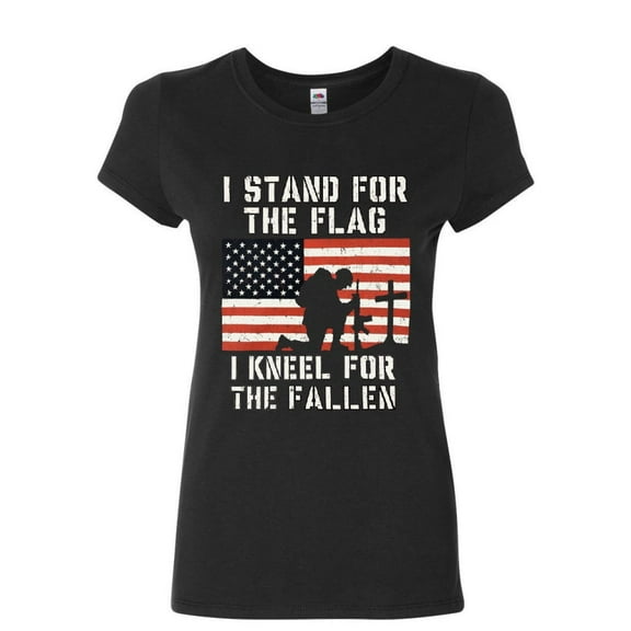 Tee Hunt I Stand for The Flag I Kneel for The Fallen Women's T-Shirt Patriotic