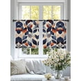 thumbnail image 5 of Navy Blue Burnt Orange Semi Sheer Curtains 45 Inch Length 2 Panels Set, Botanical Abstract Palm Leaf Sheer Kitchen Curtain Privacy Voile Window Curtain for Living Room Bedroom Rod Pocket Drapes, 5 of 7