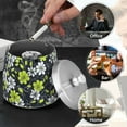 thumbnail image 4 of Yayeee Ashtray with Lid for Cigarette Smokeless Stainless Steel Home Ash Holder, White Flower Pattern, 4 of 7