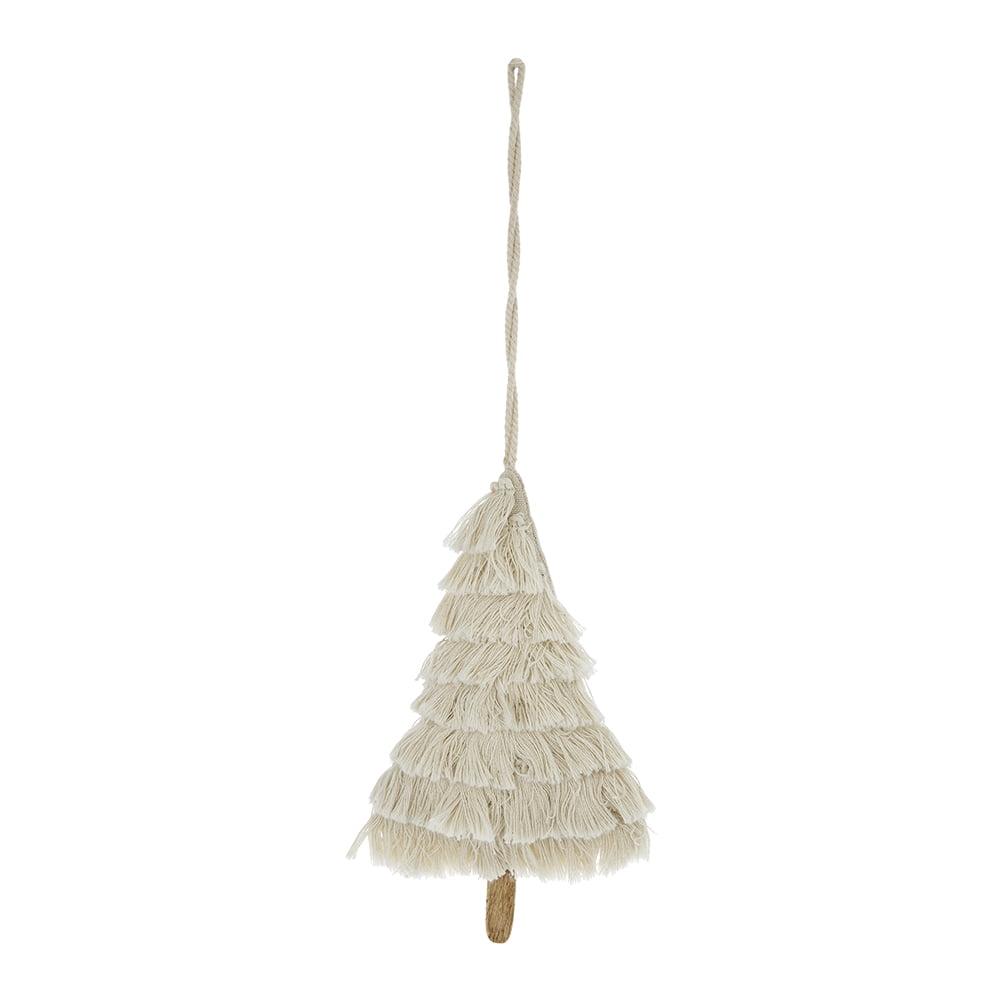Boho Farmhouse Cotton Christmas Tree Ornament 7.5 Inch Tassel Design Scandinavian Holiday Decor