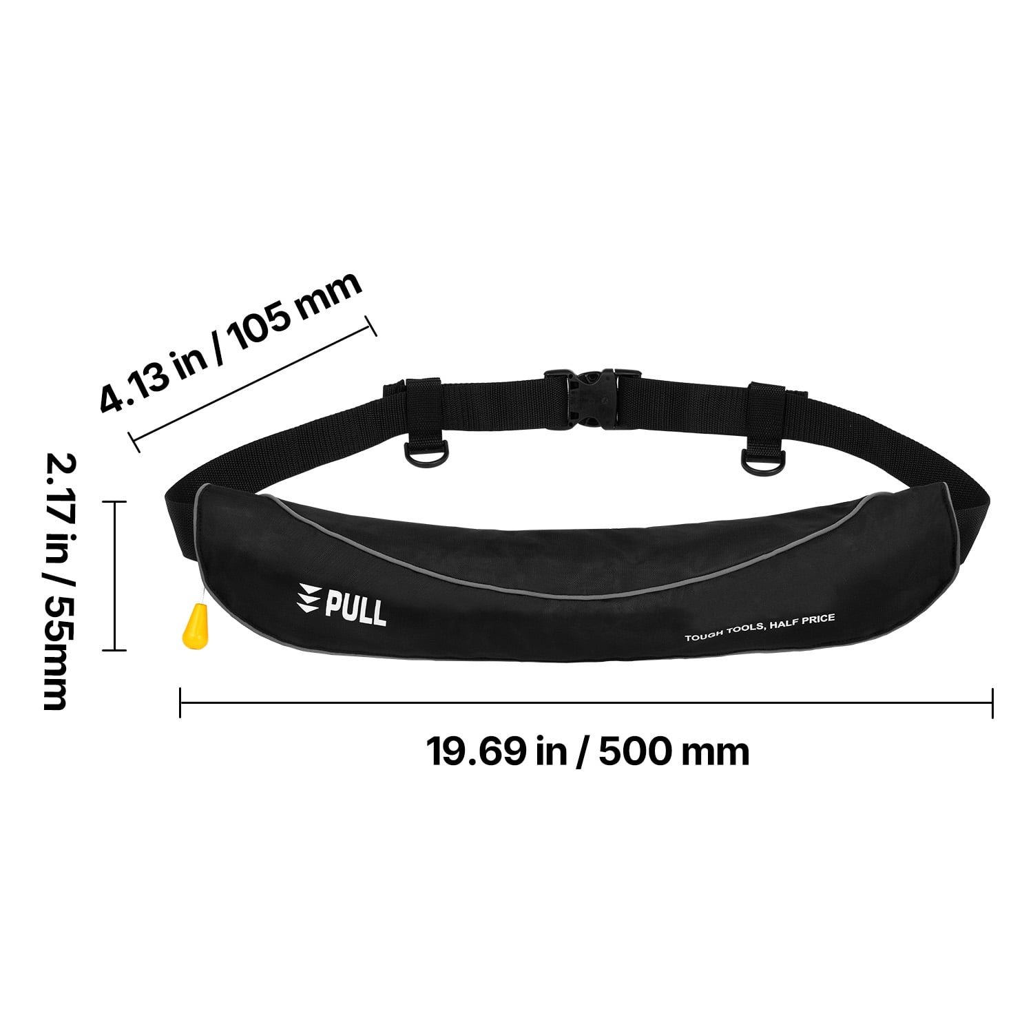 KFFKFF Adult Inflatable Belt Pack,105N Buoyancy,Suitable for Over 80 Pounds and Waist up to 59 inches Adjustable,Inflatable Waist PFD for Stand Up Paddleboarding,Kayaking,Black(CO2 Cylinder Excluded)