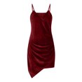 thumbnail image 5 of Elegant Sexy Spaghetti Strap Velvet Cocktail Party Dresses for Women Sleeveless Wrap V Neck Solid Slim Fit Bodycon Dress, 5 of 7
