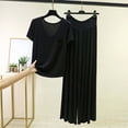 thumbnail image 2 of RQYYD Womens Soft Pajamas Set Short Sleeve Top with Wide Leg Pants Lightweight Breathable Loungewear Cozy Nightwear for Ladies, 2 of 5