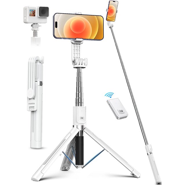 LAICAIW Trépied Perche à Selfie avec Télécommande, Trépied Perche à Selfie de Voyage Portable 50”, Support Trépied Perche à Selfie Sans Fil pour Téléphone Cellulaire Compatible avec iPhone Android Samsung Téléphones Intelligents 4-7 Pouces(