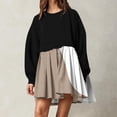 thumbnail image 2 of cfhntfmh Robes d'Automne pour Femmes Manches Longues Décontractées Col Rond T-shirts Robes Amples Plissées à Blocs de Couleur Robe de Plage Mini, 2 of 5