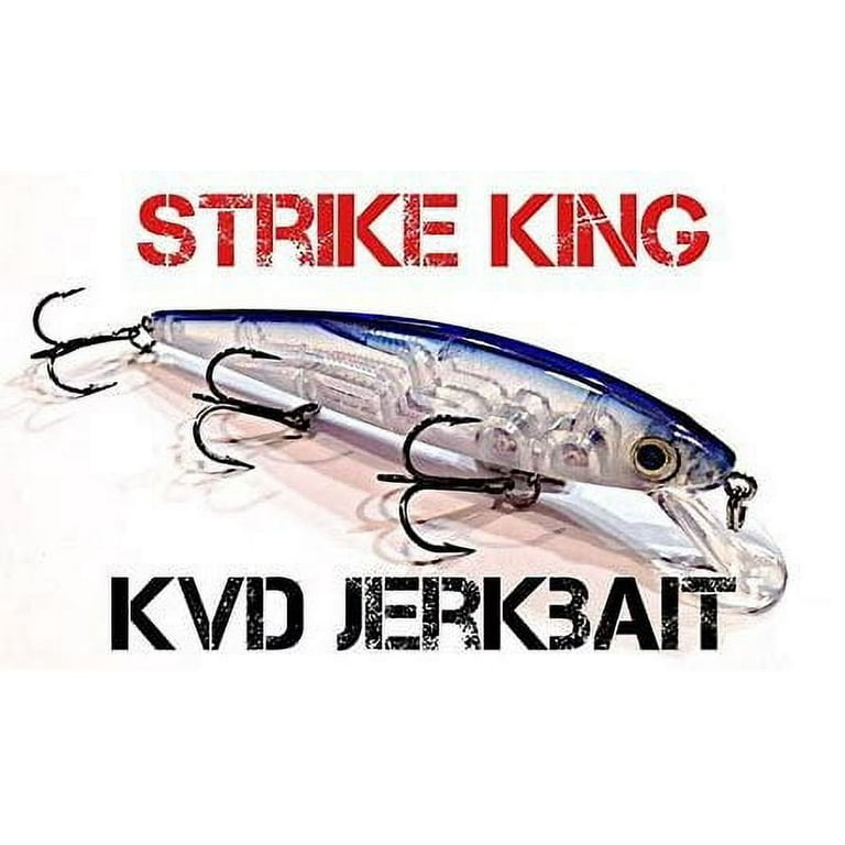 Esche Strike King KVD Jerkbait 300 – 3 Ancorette, Colore Pro Bone – Affondante Per Acqua Dolce - 3