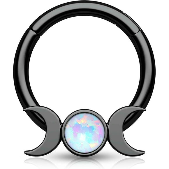 shiyou-Septum Jewelry 16G Moon Septum Rings 316L Stainless Steel Daith Piercing Jewelry Helix Earrings for Women Opal Septum Piercing Jewelry, Metal, cubic-zirconia