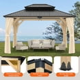 thumbnail image 2 of 11’x13’ Outdoor Wooden Gazebo - Outdoor Patio Gazebo with Galvanized Steel Double Roof, Cedar Wooden Frame Pavilion with Netting and Curtains, Pergolas for Garden, Lawn, Poolside, Backyard Deck, 2 of 7