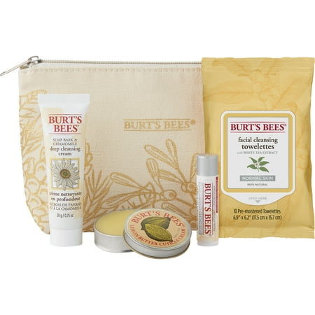 - Burt's Bees Essentials Travel Kit Holiday Gift Set, 4 Skin Care Products - Cleansing Towelettes, Deep Cleansing Cream, Cuticle Cream and Lip Balm