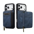 thumbnail image 2 of 2 In 1 Detachable Leather Wallet and Phone Cases Compatible With IPhone 17 Pro Max 6.9" Wallet Case Zipper Pocket MagSafe Magnetic Phone Cases,Blue,For iPhone 17 Pro Max, 2 of 7