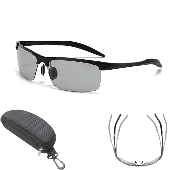 New-Photochromic Sunglasses with Anti-glare Polarized Lens, Night Driving, Auto Darkening Transition Light Tint Glasses