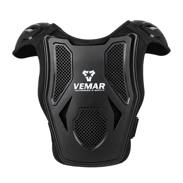 Protector de pecho y espalda para niños con armadura de motocicleta para patineta y patinaje negro