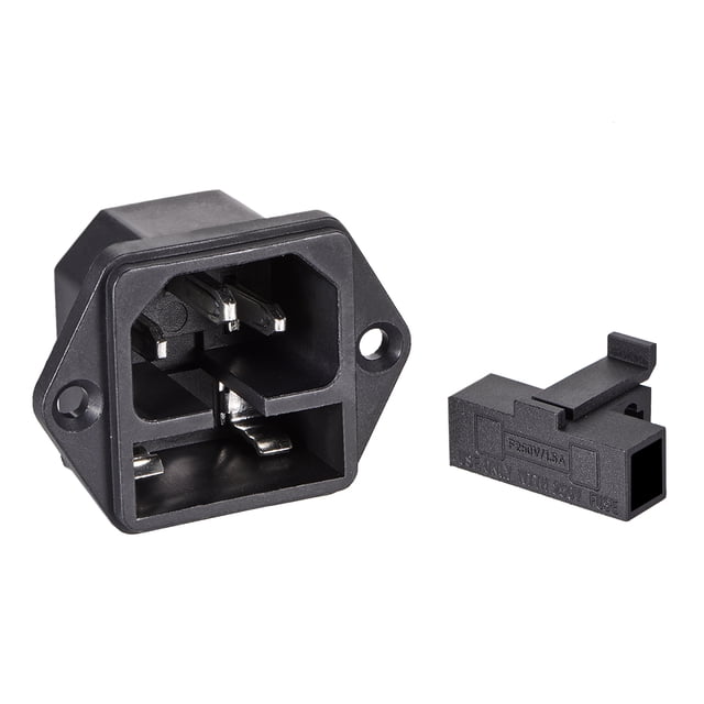 Unique Bargains Panel Mount Plug Adapter AC 250V 10A C14 3Pins IEC Inlet Module Plug Straight
