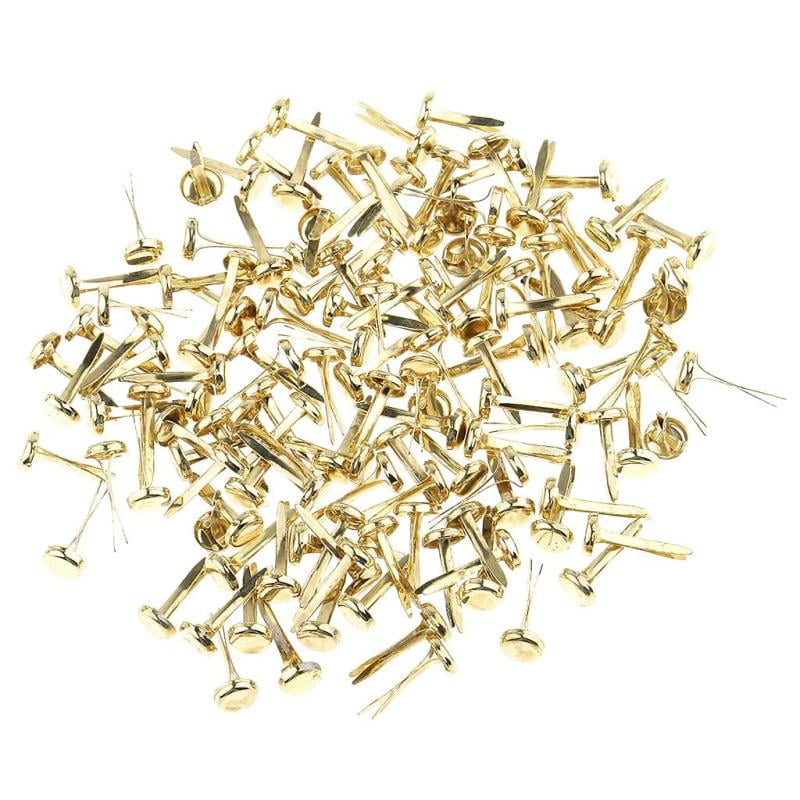 MagiDeal 200 Pieces Mini Gold Iron Brad Paper Fasteners for Scrapbooking Embellishment Paper Craft 8mm 