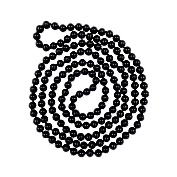 60 Inch 8MM Polished Genuine Black Onyx Multi-layer Long Endless Infinity Beaded Unisex Necklace. Beaded Black Necklace for Men