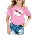 thumbnail image 3 of Yiyuu Little Girls Casual Short Sleeve T Shirt Baseball Graphic Tee for Kids, Sizes 3-13, 3 of 3