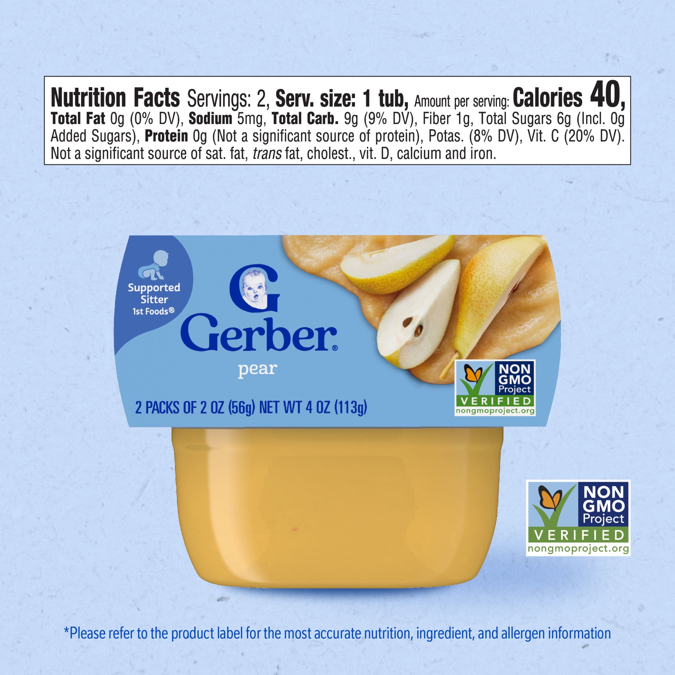 (8 pack) Gerber 1st Foods Baby Food, Pear, 2 oz Tubs (2 Pack)