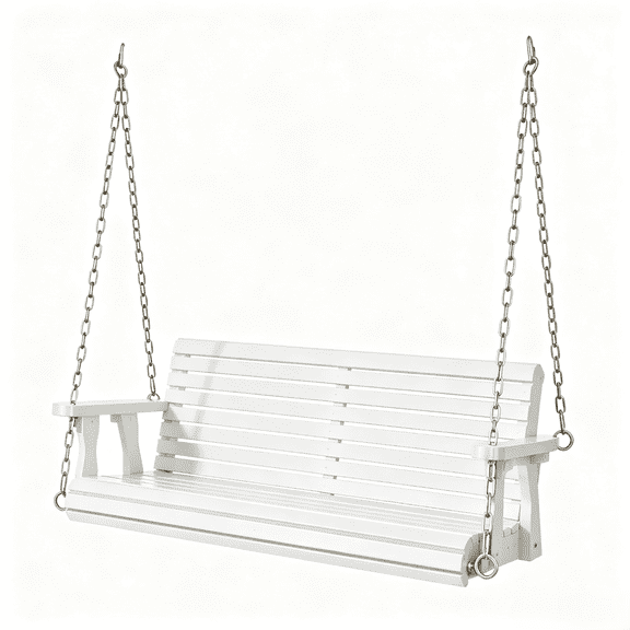 UBesGoo 4ft Double With Chain 500lbs Wooden Swing White