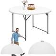 thumbnail image 1 of Table à Manger Ronde Pliante en Plastique 4,5 Pi, 54 Pouces Table Pliante pour Mariage, Fête, Usage Intérieur Extérieur Blanc, 1 of 7