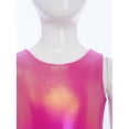 thumbnail image 4 of TSSOE Girls Glossy Dance Leotard and Shorts Set Sleeveless Criss-Cross Back Bodysuit Top + Shorts Scrunchies for Ballet Hot Pink 7-8, 4 of 7