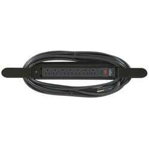 Mooreco Power Strip,7 Outlets,25 ft Cord,Black 66572-1 Each