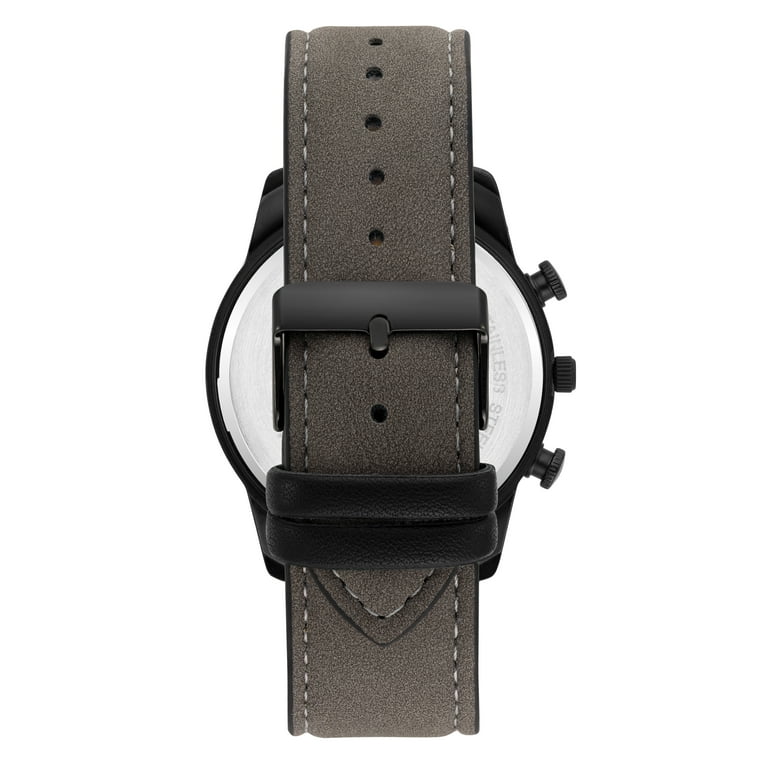 George Black Metal Men's Analog Watch with Leather Strap, Dial